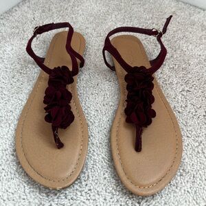 Elegant Burgundy Floral Sandals